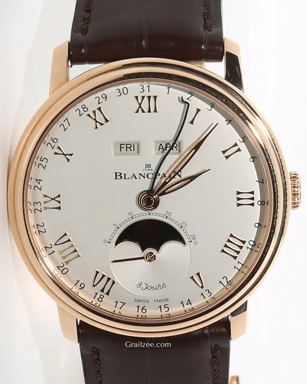Blancpain Villeret 42MM Silver Dial Leather Strap (6639-3642-55B)