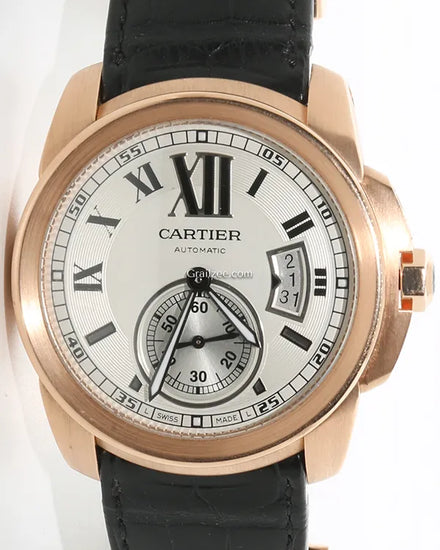 Cartier Calibre De Cartier 42MM Silver Dial Leather Strap (W7100009)