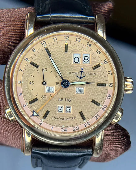 2001 Ulysse Nardin GMT Perpetual 40MM Champagne Dial Leather Strap (322-88)