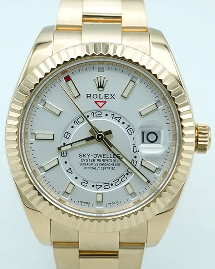 2023 Rolex Sky-Dweller 42MM White Dial Yellow Gold Oyster Bracelet (326938)