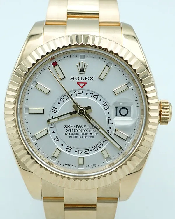 2023 Rolex Sky-Dweller 42MM White Dial Yellow Gold Oyster Bracelet (326938)