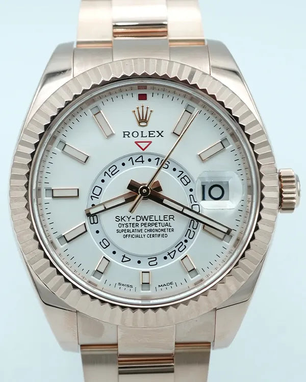 2020 Rolex Sky-Dweller 42MM White Dial Rose Gold Oyster Bracelet (326935)