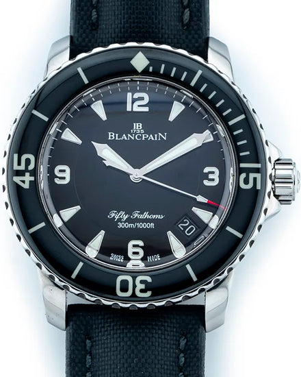 2015 Blancpain Fifty Fathoms 45MM Black Dial Textile Strap (5015-1130-52A)