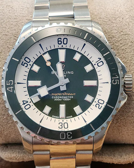 2024 Breitling Superocean 44MM Green Dial Steel Bracelet (A17376A31L1A1)