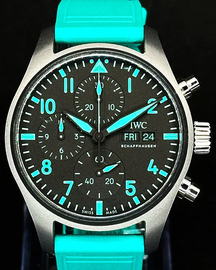 2022 IWC Schaffhausen Pilot Chronograph "Mercedes-AMG Petronas" 41MM Black Dial OEM Rubber Strap (IW388108)