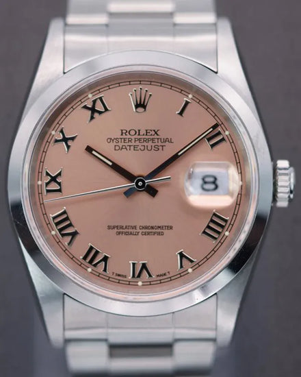 1995 (W Serial) Rolex Datejust 36MM Salmon Dial Oyster Bracelet (16200)