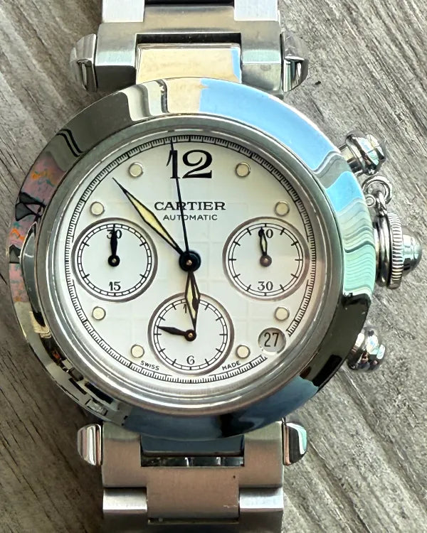 Cartier Pasha De Cartier 36MM White Dial Steel Bracelet (2412)