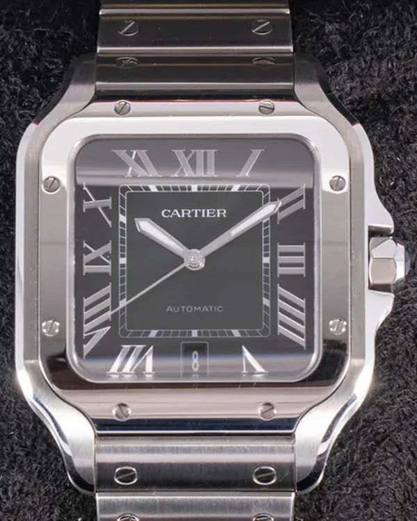Cartier Santos De Cartier 39.8MM Green Dial Steel Bracelet (WSSA0062)