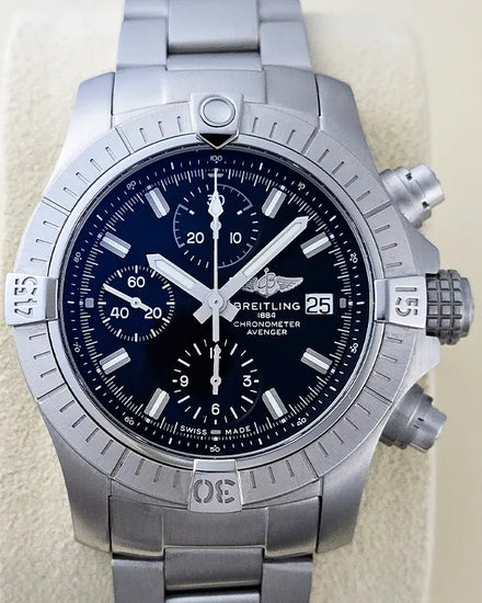 No Reserve - 2023 Breitling Avenger 43MM Black Dial Steel Bracelet (A13385101B1A1)