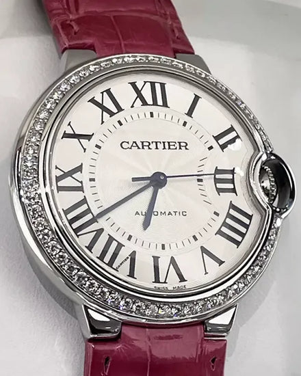 Cartier Ballon Bleu 36MM Silver Dial Leather Strap (W69017Z4)