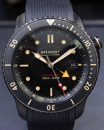 2023 Bremont Supermarine S502 Jet 43MM Black Dial Rubber Strap (S502-JET-R-S)