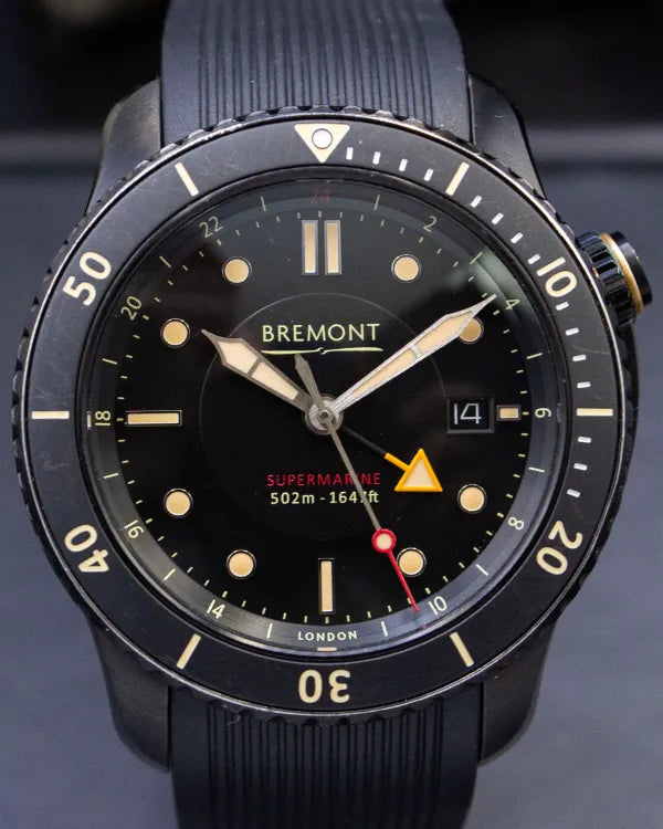 2023 Bremont Supermarine S502 Jet 43MM Black Dial Rubber Strap (S502-JET-R-S)