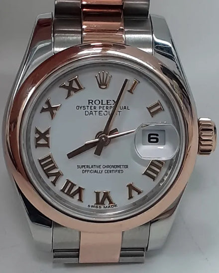 2012 Rolex Lady-Datejust 26MM White Dial Two-Tone Oyster Bracelet (179161)