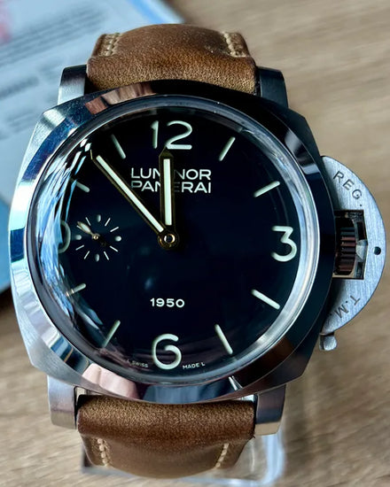 No Reserve - 2002 Panerai Luminor 1950 "Fiddy" 47MM Black Dial Leather Strap (PAM00127)