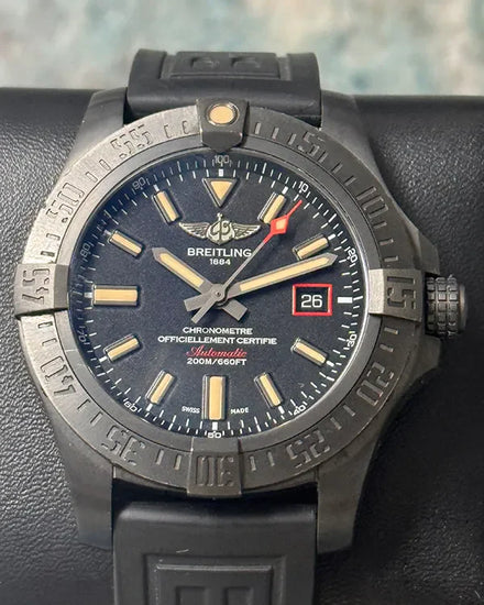 2018 Breitling Avenger Blackbird Special Edition 44MM Black Dial Rubber Strap (V1731110/BD74)