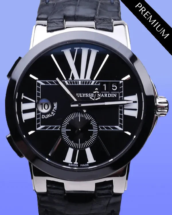 2012 Ulysse Nardin Executive Dual Time 43MM Black Dial Leather Strap (243-00)