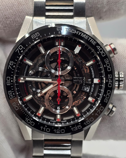 Tag Heuer Carrera 43MM Skeleton Dial Steel Bracelet (CAR201V)