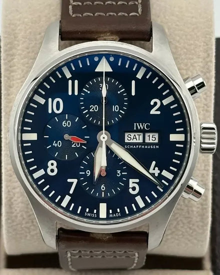 2018 IWC Schaffhausen Pilot Chronograph "Le Petit Prince" 43MM Blue Dial Leather Strap (IW377714)