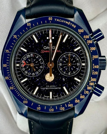 2023 Omega Speedmaster Moonphase “Blue Side of the Moon” 44.25MM Aventurine Dial Leather Strap (304.93.44.52.03.002)