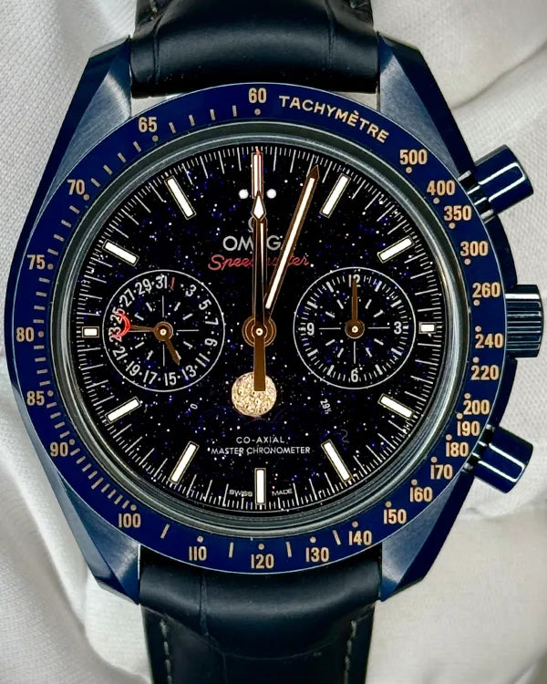 2023 Omega Speedmaster Moonphase “Blue Side of the Moon” 44.25MM Aventurine Dial Leather Strap (304.93.44.52.03.002)