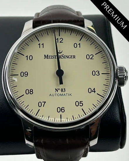 2007 MeisterSinger N°03 Automatik 43MM Ivory Dial Leather Strap (BM9903)