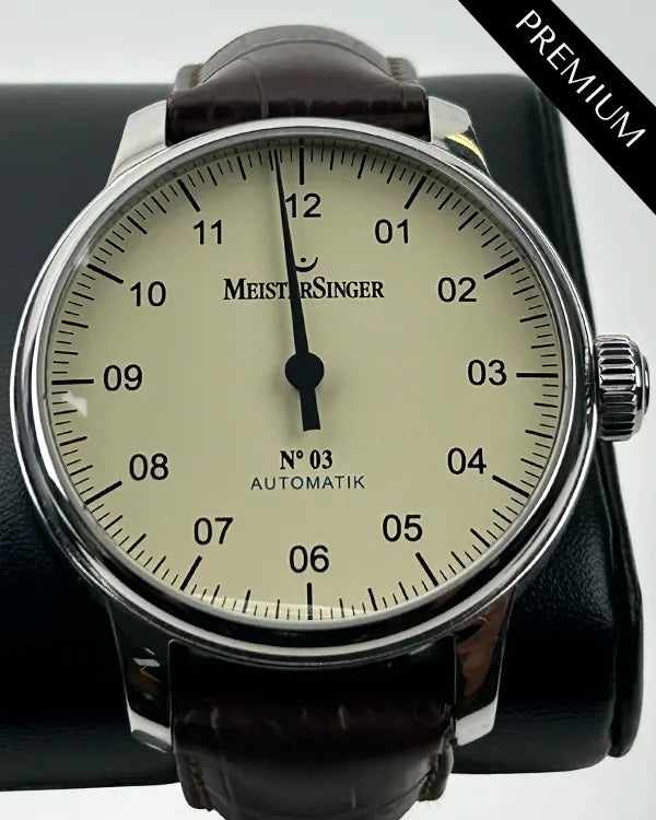 2007 MeisterSinger N°03 Automatik 43MM Ivory Dial Leather Strap (BM9903)
