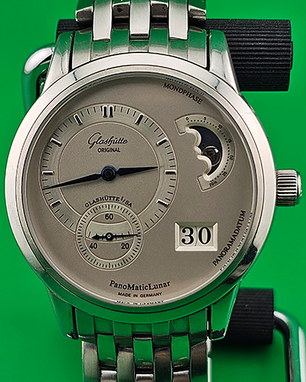 Glashütte Original PanoMaticLunar 39MM Silver Dial Steel Bracelet (90-02-02-02-04)