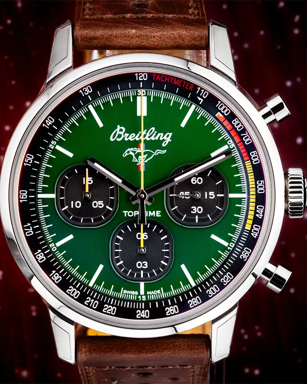 2022 Breitling Top Time "Ford Mustang" 42MM Green Dial Leather Strap (A253101A1L1X1)