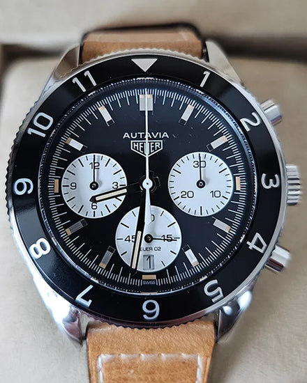 No Reserve - 2022 TAG Heuer Autavia 42MM Black Dial Leather Strap (CBE2110.FC8226)
