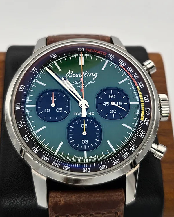 Breitling Top Time "Ford Mustang Capsule" 42MM Green Dial Leather Strap (A25310)