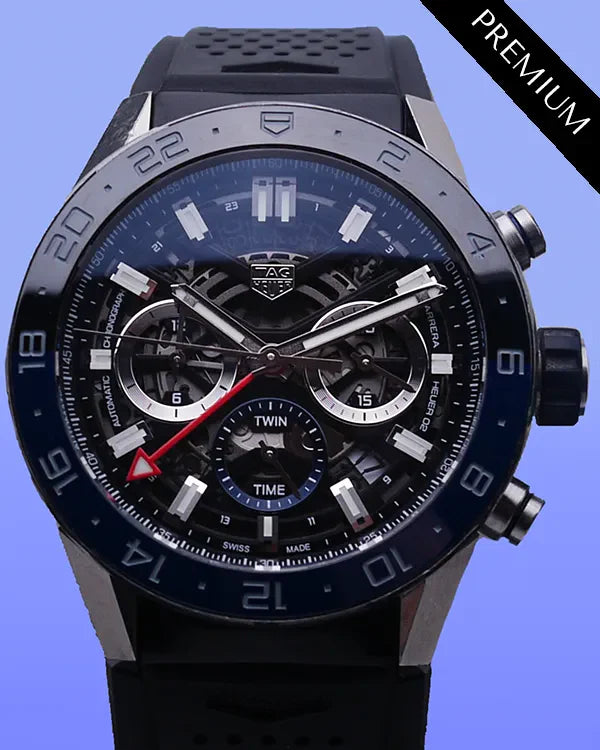 No Reserve - 2020 Tag Heuer Carrera 45MM Skeleton Dial Rubber Strap (CBG2A1Z)