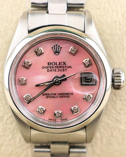 1979 (5.9 Mil Serial) Rolex Oyster Perpetual Lady Date 26MM Aftermarket Mother-of-Pearl Dial Oyster Bracelet (6916)