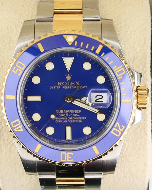 2010 (V Serial) Rolex Submariner Date "Bluesy" 40MM Blue Dial Two-Tone Oyster Bracelet (116613)