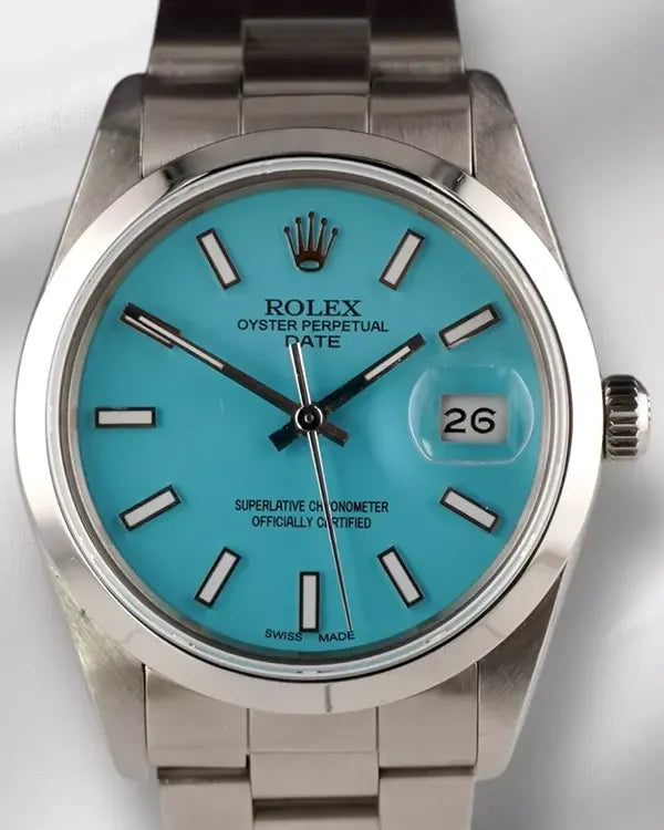 Rolex Oyster Perpetual Date 34MM Aftermarket "Tiffany" Blue Dial Oyster Bracelet (15000)