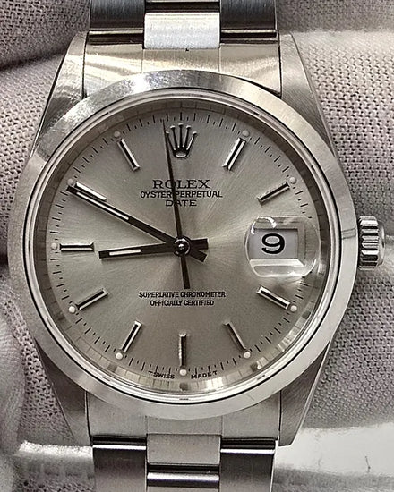 1996 (T Serial) Rolex Oyster Perpetual Date 34MM Silver Dial Oyster Bracelet (15200)