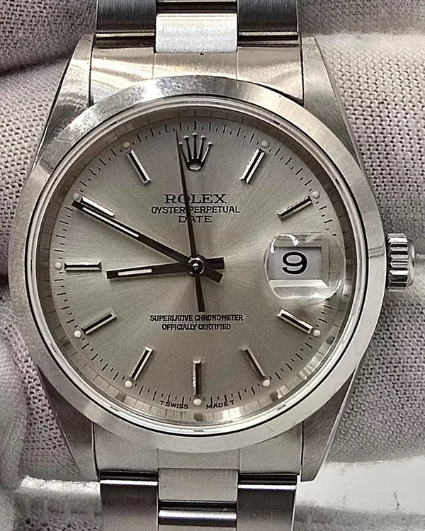 1996 (T Serial) Rolex Oyster Perpetual Date 34MM Silver Dial Oyster Bracelet (15200)