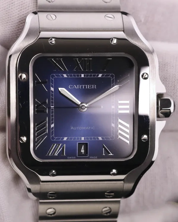 2024 Cartier Santos De Cartier 39.8MM Blue Dial Steel Bracelet (WSSA0030)