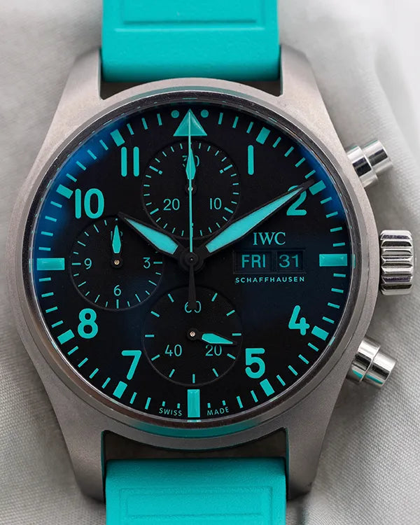 2022 IWC Schaffhausen Pilot Chronograph "Mercedes AMG Petronas F1" 41MM Black Dial Rubber Strap (IW388108)