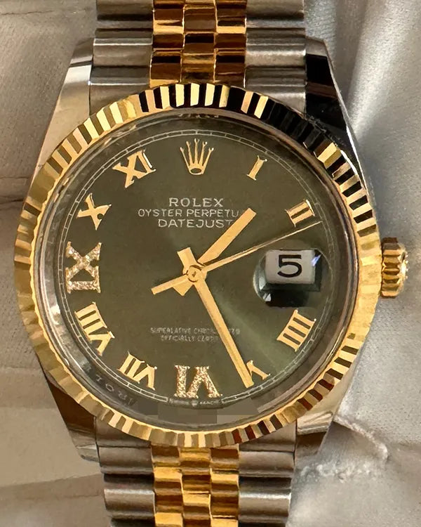 2024 Rolex Datejust 36MM Olive Green Dial Two-Tone Jubilee Bracelet (126233)