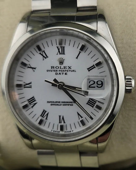 1998 (U Serial) Rolex Oyster Perpetual Date 34MM White Dial Oyster Bracelet (15200)