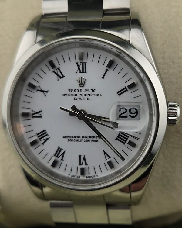 Rolex Oyster Perpetual Date 34MM White Dial Oyster Bracelet (15200)
