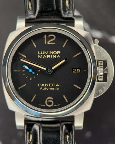 2017 Panerai Luminor Marina 1950 3 Days 42MM Black Dial Leather Strap (PAM01392)