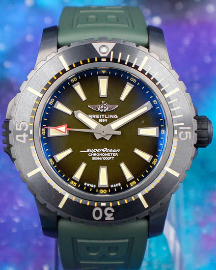 2021 Breitling Superocean 48MM Green Dial Rubber Strap (V17369)