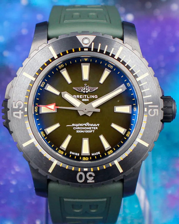 2021 Breitling Superocean 48MM Green Dial Rubber Strap (V17369)