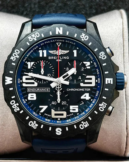 2023 Breitling Endurance Pro "Navy Blue" 44MM Quartz Black Dial Rubber Strap (X82310)