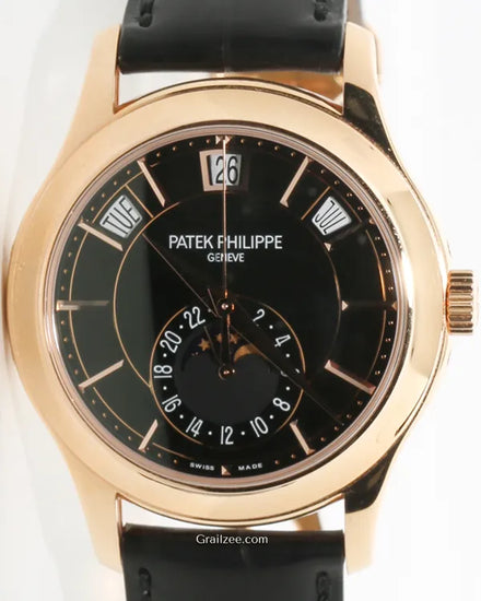 Patek Philippe Annual Calendar 40MM Black Dial Leather Strap (5205R-010)