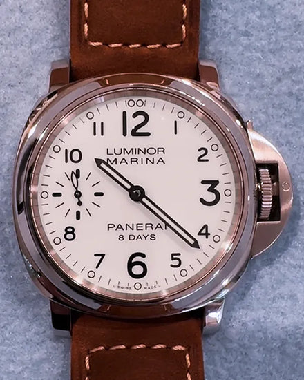 Panerai Luminor Marina 8 Days 44MM White Dial Leather Strap (PAM00563)