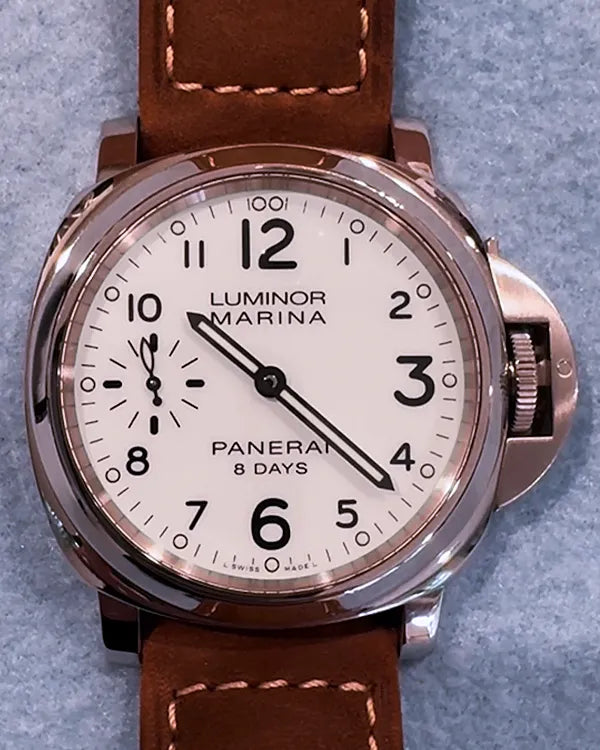 Panerai Luminor Marina 8 Days 44MM White Dial Leather Strap (PAM00563)
