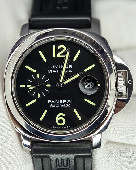 2012 Panerai Luminor Marina 44MM Black Dial Rubber Strap (PAM00104)