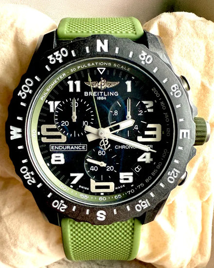 2023 Breitling Endurance Pro 44MM Quartz Black Dial Aftermarket Rubber Strap (X82310D31B1S1)